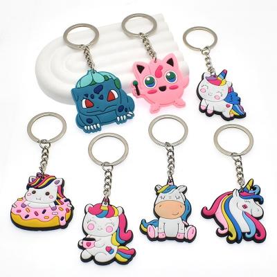 China Cheap Price Cartoon PVC Key Chain Ring Rubber Cute Unicorn Keychain for sale