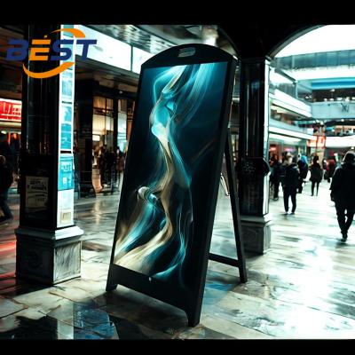 China High Brightness 4500Nits Waterproof Portable LED Signage , Battery-Powered Digital Signage With Metal Frame for sale