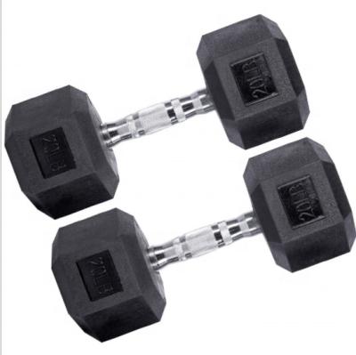 China Rubber Covered Dumbbell Cross Fitness Weights Dumbbell Gym Basic Equipment Rubber Coated Hex Dumbbell for sale