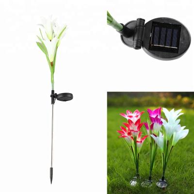 China Garden 4 LED Lily Solar Flower Decorative Lights for Garden Patio Backyard for sale