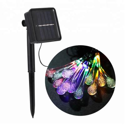 China Outdoor Waterproof Multicolor Christmas Decoration Holiday Garden Drop LED Solar Water String Lights for sale