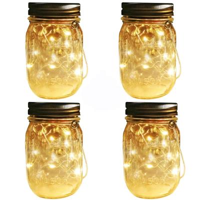 China Garden 20 LED Warm White Mason Jar Solar Light Lids Outdoor Solar Powered for sale