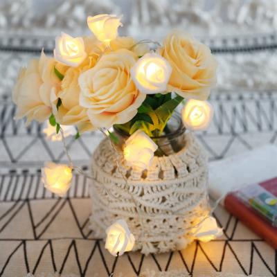 China Warm White Flower Rose String Lights For Home Battery Operated, Holiday Plastic+ Copper Wire Rose String Lights 10 LED Decor for sale