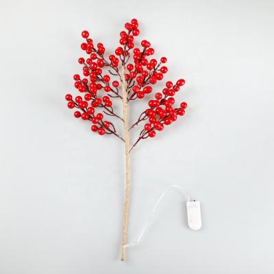 China Red Branch 20 LED Berry Christmas Decoration LED String Light Battery Powered Fairy Lights for sale