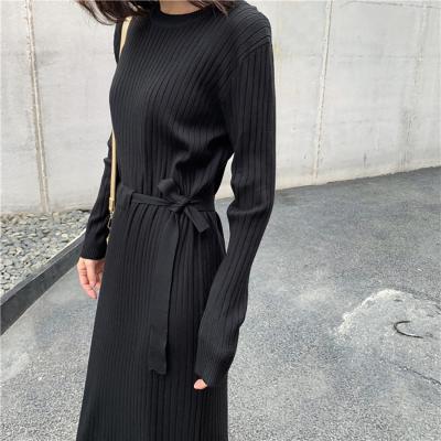 China 2020 New Anti-Static Knit Dress Korean Style O Neck Knitted Casual Dresses For Women Long Sleeve for sale