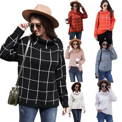 China Wholesale Women's Winter Anti-Shrink Sweater Factory Women's Plaid Turtle Neck Sweater Autumn Sweater for sale