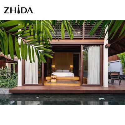 China Custom 5 Star Modern Resort Beach Hotel Bedroom Furniture Tropical Wood Set for sale