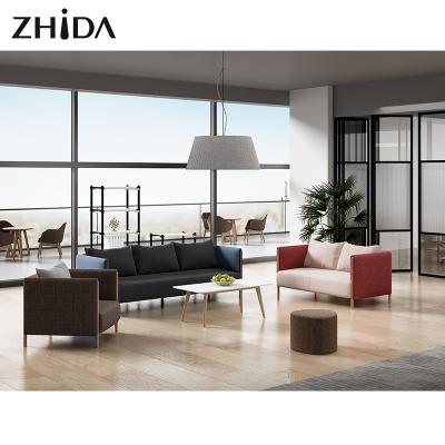 China Modern Commercial Waiting Room Office Furniture Sofa And Table Set With Wooden Legs for sale