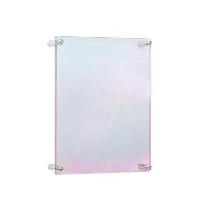 China Double Panel Acrylic Wall Mounted Iridescent Acrylic Photo Frames Floating Picture Frames for sale