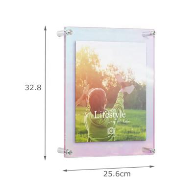 China Fashion Double Panel Wall Mounted Iridescent Acrylic Photo Frame Floating Picture Frames for sale