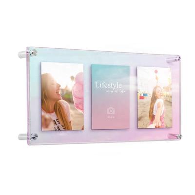 China Home Wall Mounted Iridescent Acrylic Double Panel Frames Floating Picture Frames for sale