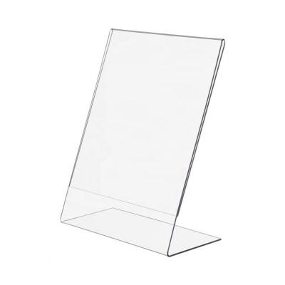 China PS Acrylic Plastic Slanted Home Sign Holder Table Menu Acrylic Display Racks Photo Frames for sale