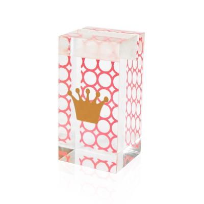 China Clear Acrylic Base Cube Block Slotted Stand Card Holder Note Display Stand PC00280-81 for sale