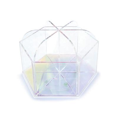 China Iridescent Rainbow Acrylic Home Stored AC Organizer 360 Degree Rotating Storage Box Boxes and Bins for sale