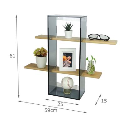 China Home Decor Ledge Shelf Shelves Display Rack Acrylic Bamboo Floating Wall Mounted HW25403 for sale