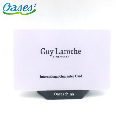 China Home Direct Manufacturer Certificate of Authenticity plastic card for watch for sale