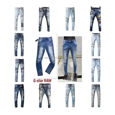 China Straight 2022 New Design Mens Biker Pants Rhinestone Skinny Black Jeans Slim Denim Pants For Men for sale