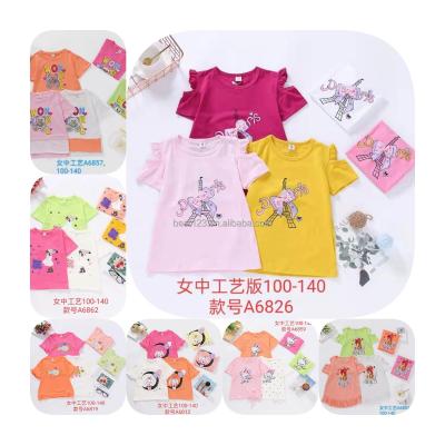 China 2022 summer fashion breathable tomato red color bear printed children girl cotton T-shirt for sale