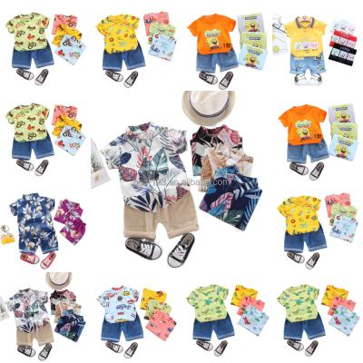 China 2022 European and American Style Summer Children's Dinosaur Pattern Kids Boys Clothing Casual Sets T-shirt and Shorts Suit for sale