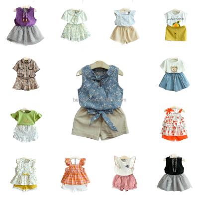 China Sweet Sweet Girl Summer 2022 Korean Summer Children's Clothing Set For Girls Children's Shirt With Hearts T-shirts With A Bow Suit for sale