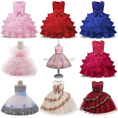 China Anti-wrinkle Babies Princess Party Dress Toddler Kids Lace Up Embroidery Tulle Wedding Birthday Prom Dress Kids Christmas Elegant Clothes for sale