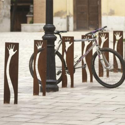 China MS Durable Corten Steel Durable Bicycle Display Floor Rack Bike Repair Rack Mountain Bike Stretch Parking Rack Accessories for sale