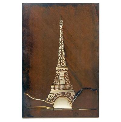 China Minimalist Raumteiler Laser Cut Eiffel Tower Corten Steel Natural Rustic Decor Biombos Art Decor Metal Wall Mounted Wall Decor for sale