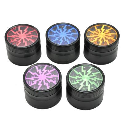 China Portable Handheld Type Design Herb Grinder Sublimation Blank Aluminum Herb Grinder Novelty 63mm Lightning Herb Grinder for sale