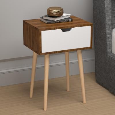 China Foldable Modern Home Decor Bedroom OEM Wholesale Price Customize MDF Wooden Nightstand Side Table With Drawer for sale