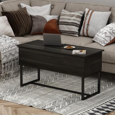 China Living room metal furniture modern multi-functional adjustable lift top wooden coffee table set with metal legs for sale