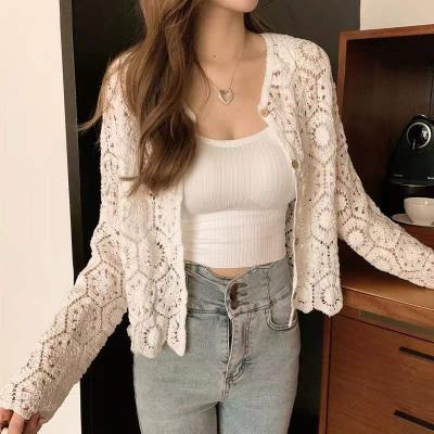 China Chic factory anti-pilling multi color crochet sweater women knit coat Autumn Winter Long Sleeve Loose design crochet top for sale