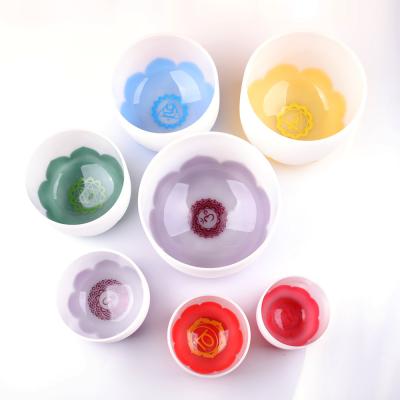 China Frosted Lotus Chakra Singing Bowl Set 8-14'' One Set Quantity One for sale