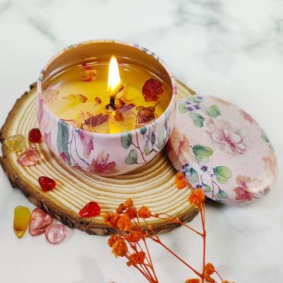 China Hot Selling Romantic Aromatherapy Scented Dried Flowers Scented Candle Bedroom Fragrance Holiday Birthday Gift Healing Candle Luxury for sale