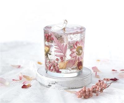 China Hot Selling Scented Candles Private Label, Glass Jar Dried Flower Jelly Scented Candle, Small Scented Candles With Power Sellers for sale