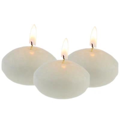 China Hot Selling Birthdays Floating Candles For Wedding Cylinder Vases Centerpieces 3 Inch Unscented White Wax Discs Set Of 24 Pcs for sale