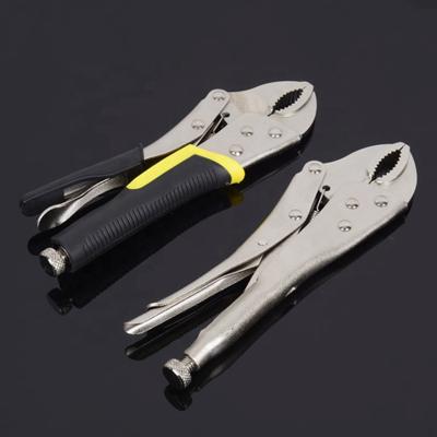 China Jaw Lock Handle Negative-Opening Easy Operation Curved Locking Pliers Large With Wire Cutter 4 & 10 Inch for sale