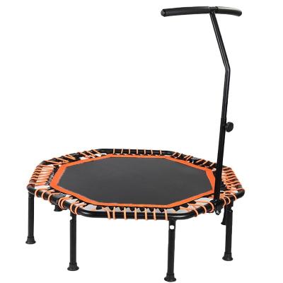 China Without Protective Net Mini Trampoline With Adjustable Handrail Bar Folding Silent For Jumping Fitness Body Workout for sale