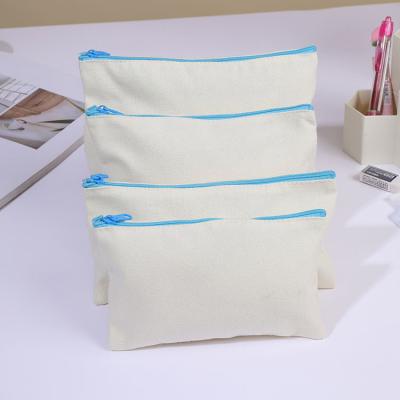 China Schools & KE XIN Office Gift Fabric Pencil Pouch School Custom Logo Painting DIY Canvas Bag Zipper Pencil Bag Print Wholesale Offices In Stock for sale