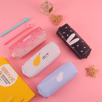 China KE XIN Cute Simple Large Capacity PU Pencil Pouch Student Pencil Bag Stationery Bag Can Be Printed Customized Logo Factory Wholesale for sale