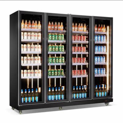 China Single-Temperature Triple Glass Doors Supermarket Beverage Beverage Upright Refrigerator Freezer for sale