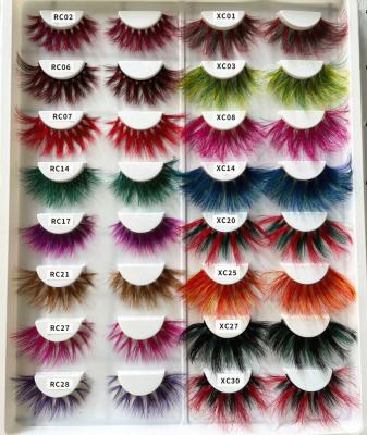 China Super Flexible Light Colored Mink Strip Extra Fluffy 25mm Lashes 2 Tone Lashes With Color for sale