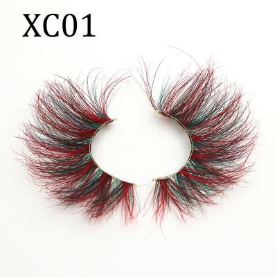 China Super Flexible Colored 5D Mink Extra Fluffy Eyelashes Colored Brown Color Eyelash Strips Seller for sale