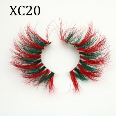 China Hot Selling Clear Strip Brown Color Red Blue Red Colored Mink Colored Eyelashes Wholesale 25mm Wholesale for sale