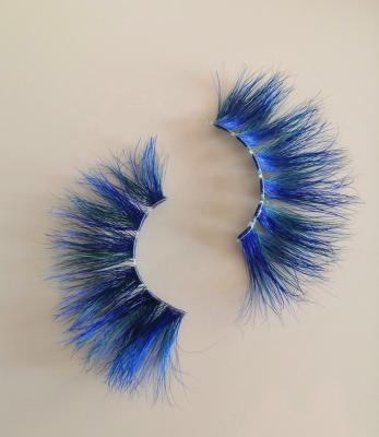 China Crisscross clear band blue green false eyelashes lashes with colors eyelashes mink for sale