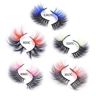 China Vegan Cruelty Free Super Flexible Strip 3D 5D Full Curl Free Custom Made Faux Mink Color Lashes Fluffy Mink Color Lashes for sale