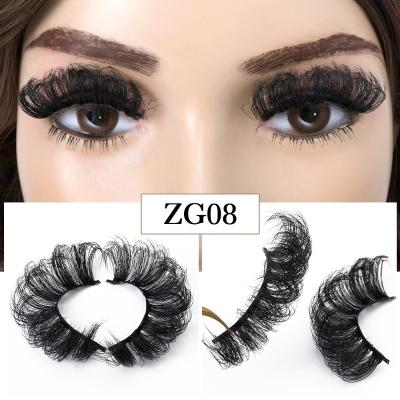 China Vegan 25mm D Super Fluffy Black Curl Strip Lashes 20mm 25mm Russian Curly Lashes for sale