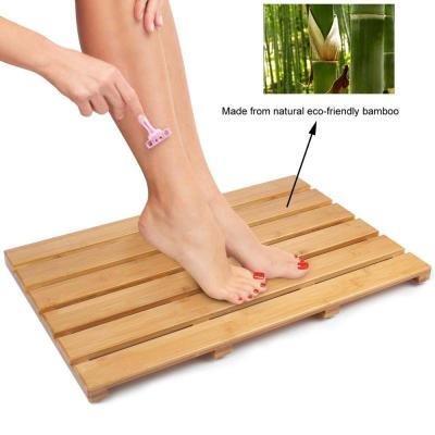 China Sustainable Non Slip Bathroom Floor Bamboo Shower Mat Bamboo Bath Mat for sale