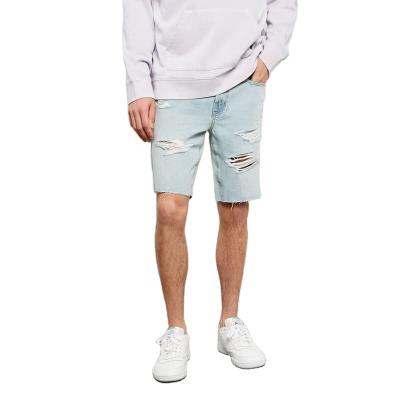 China High quality men's summer QUICK DRY stretch denim pants distress ripped jeans shorts for sale