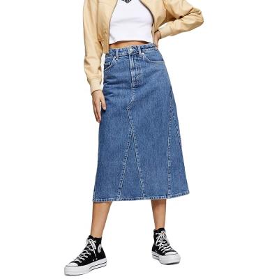 China Stylish Vintage Denim Blue Casual Women QUICK DRY Long Jeans Skirt Ladies Skirt Outwear for sale