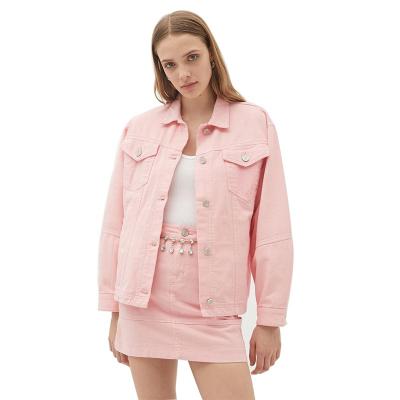 China 2020 Breathable Fashionable Simple Newset Design Colored Oversized Women Denim Cut Out Jacket With Skirt for sale